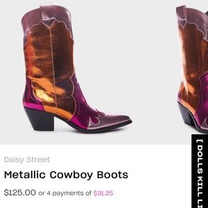 Metallic Cowboy boots. Dolls Kill